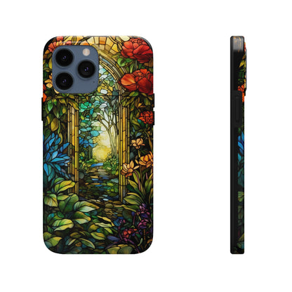 Secret Garden Stained Glass iPhone Tough Case | Unveil the Beauty of Nature with Reliable Protection