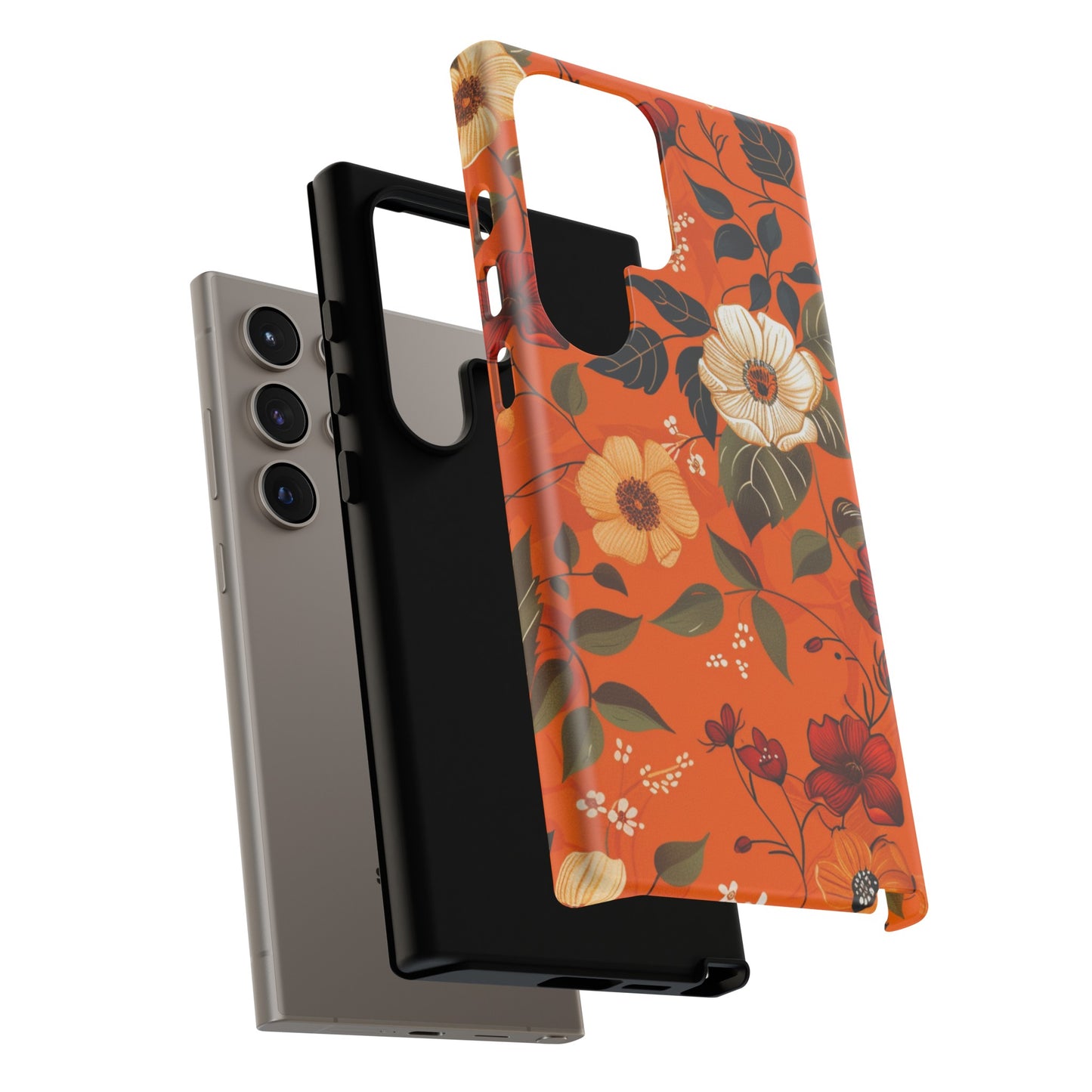 Orange Floral Phone Tough Case