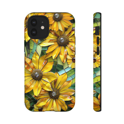 Yellow and Gold Daisy Mosaic Stained Glass Phone Case for iPhone 15, 14, Pro Max, 13, 12 & Samsung Galaxy S23, S22, S21, Google Pixel