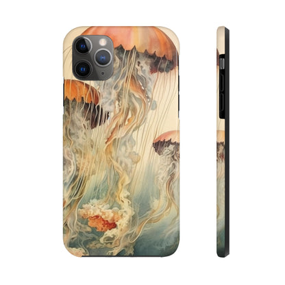 Floating Jellyfish iPhone Tough Case | Dive into an Ethereal Underwater World with Reliable Protection