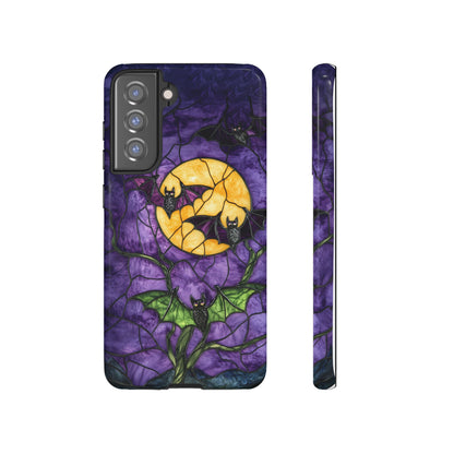 Full Moon Stained Glass Style Halloween Bats Phone Case