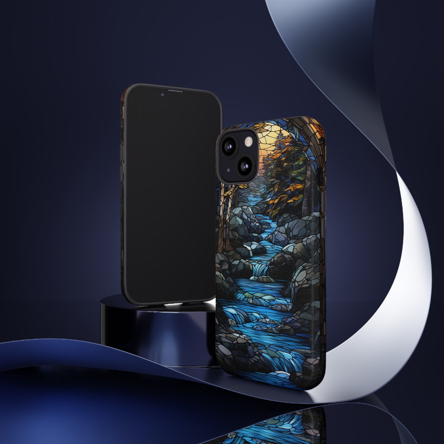 Stained Glass Stone Bridge and River Art Phone Case