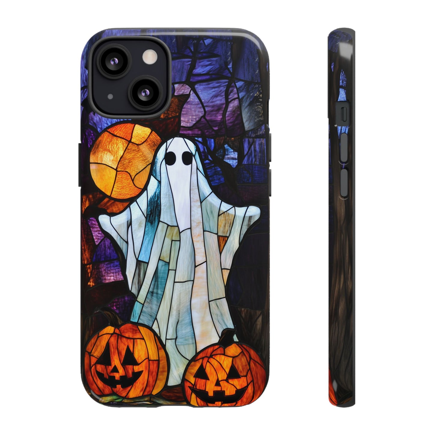 Stained Glass Halloween Ghost and Jack-o'-Lanterns Phone Cover