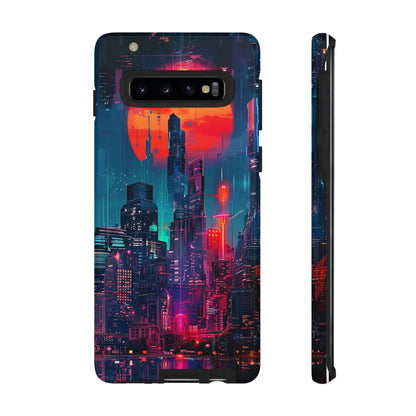 Cyberpunk Full Moon Cityscape Phone Case