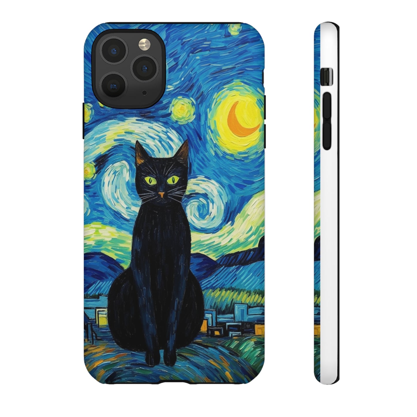 Starry Night Van Gogh Black Cat iPhone, Samsung Galaxy, Google Pixel  Case | Embrace Artistic Whimsy and Feline Charm