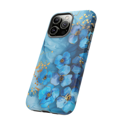 Forget Me Nots Gold Color Splash Floral Design Phone Case