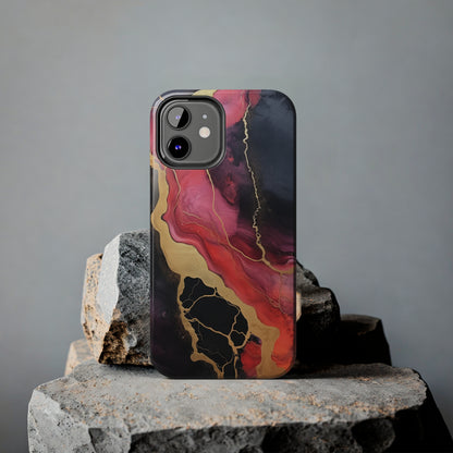 Marbled Dark Lava flow Phone Case | Embrace the Mesmerizing Multicolor Art