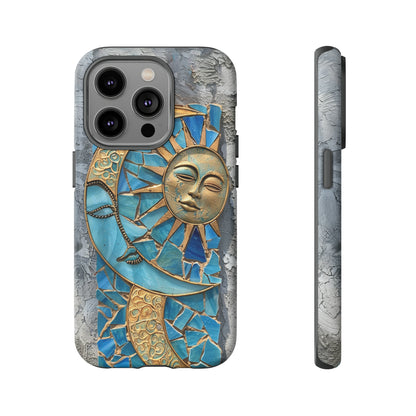 Boho Sun and Moon Mosaic Tile Stained Glass Phone Case