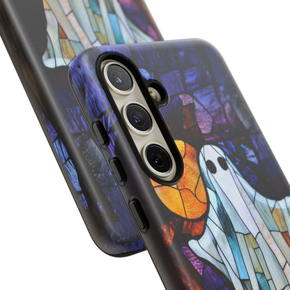 Stained Glass Halloween Ghost and Jack-o'-Lanterns Phone Cover