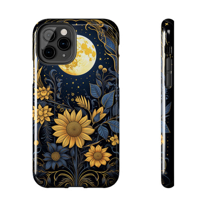 Starry Night Boho Meets Cottagecore: Floral Sun, Moon & Stars iPhone Case