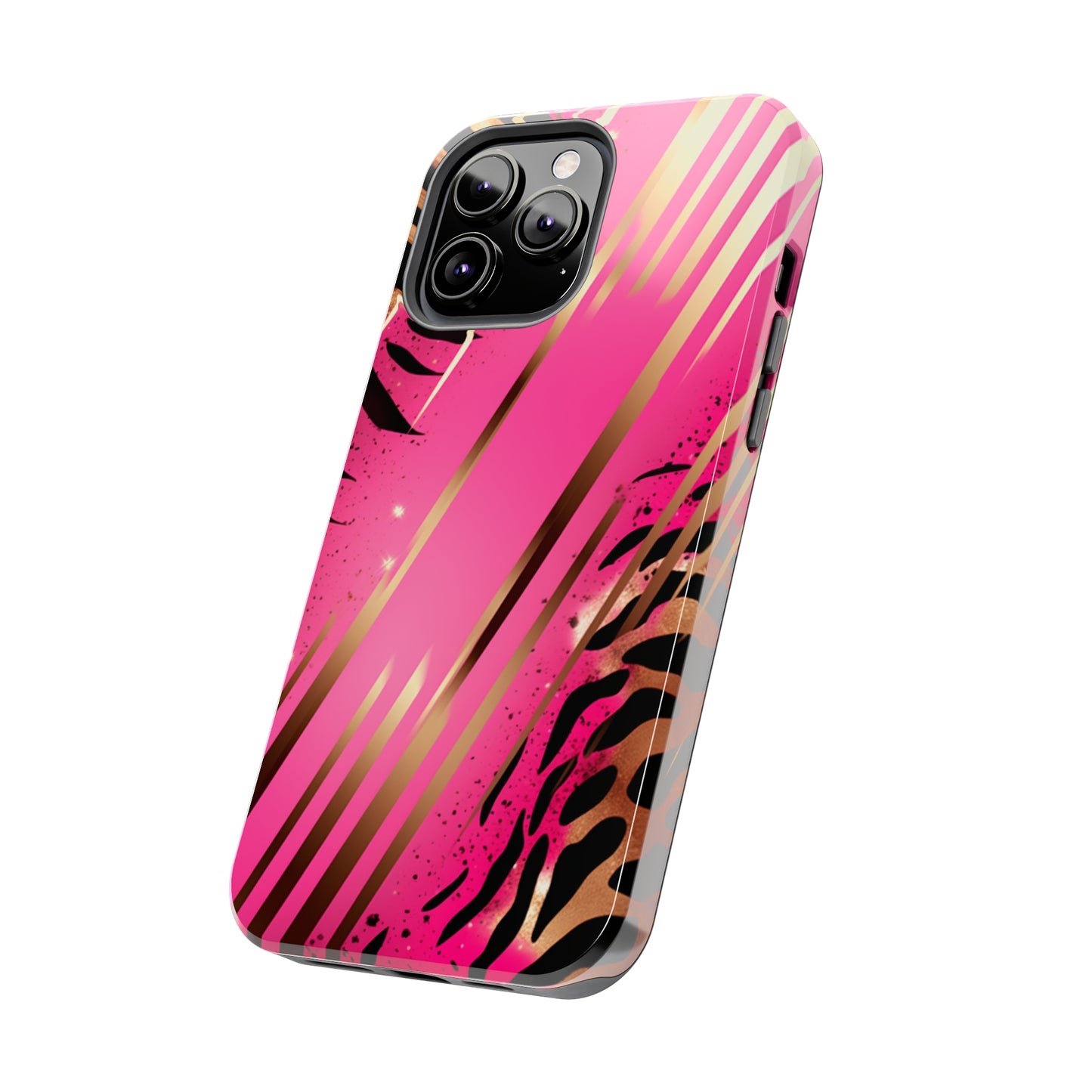 Elegant Wilderness: Pink & Gold Tiger Stripes | Mesmerizing Lush iPhone Case