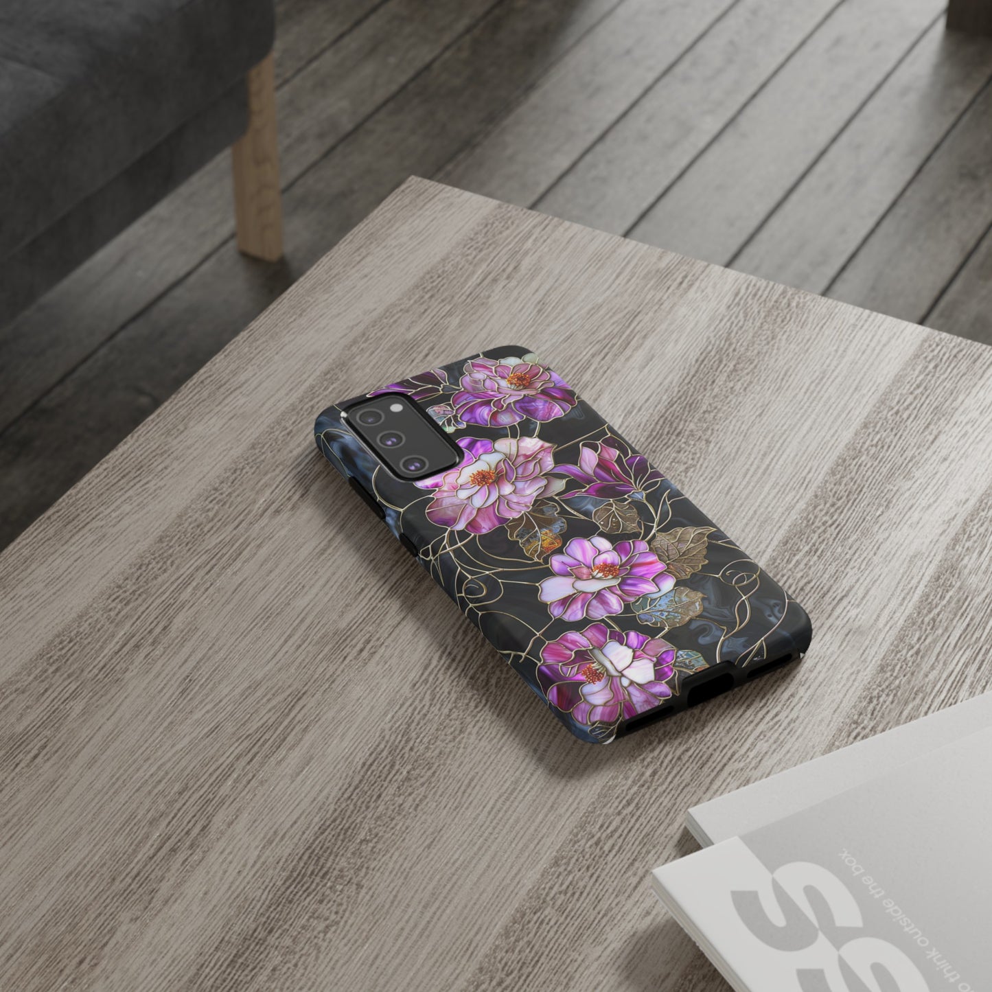 Magenta Color Floral Stained Glass Phone Case