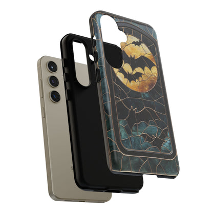 Halloween Phone Case Bats Stained Glass Style Spooky Moon Phone Cover