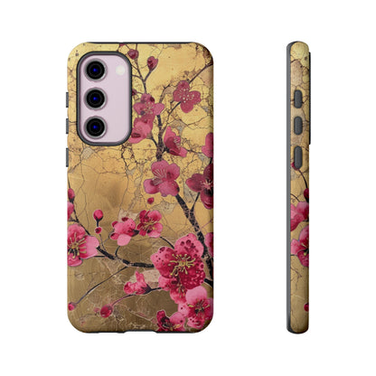 Pink Forget Me Nots Gold Floral Phone Case