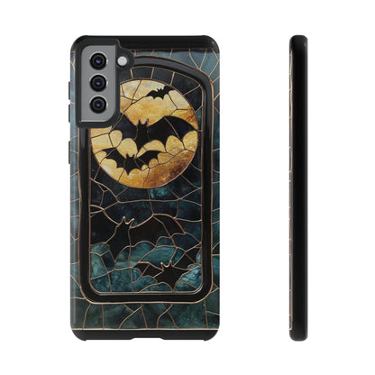 Halloween Phone Case Bats Stained Glass Style Spooky Moon Phone Cover