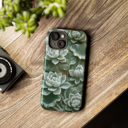 Green Jade Lotus Floral Art Phone Case