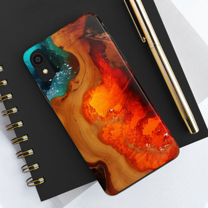 Faux Wood and Colorful Epoxy iPhone Case | Embrace the Beauty of Nature and Vibrant Artistry