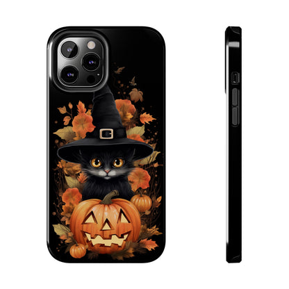 Trick or Treat Delight: Adorable Witch Cat Halloween Celebration | Whimsical iPhone Case