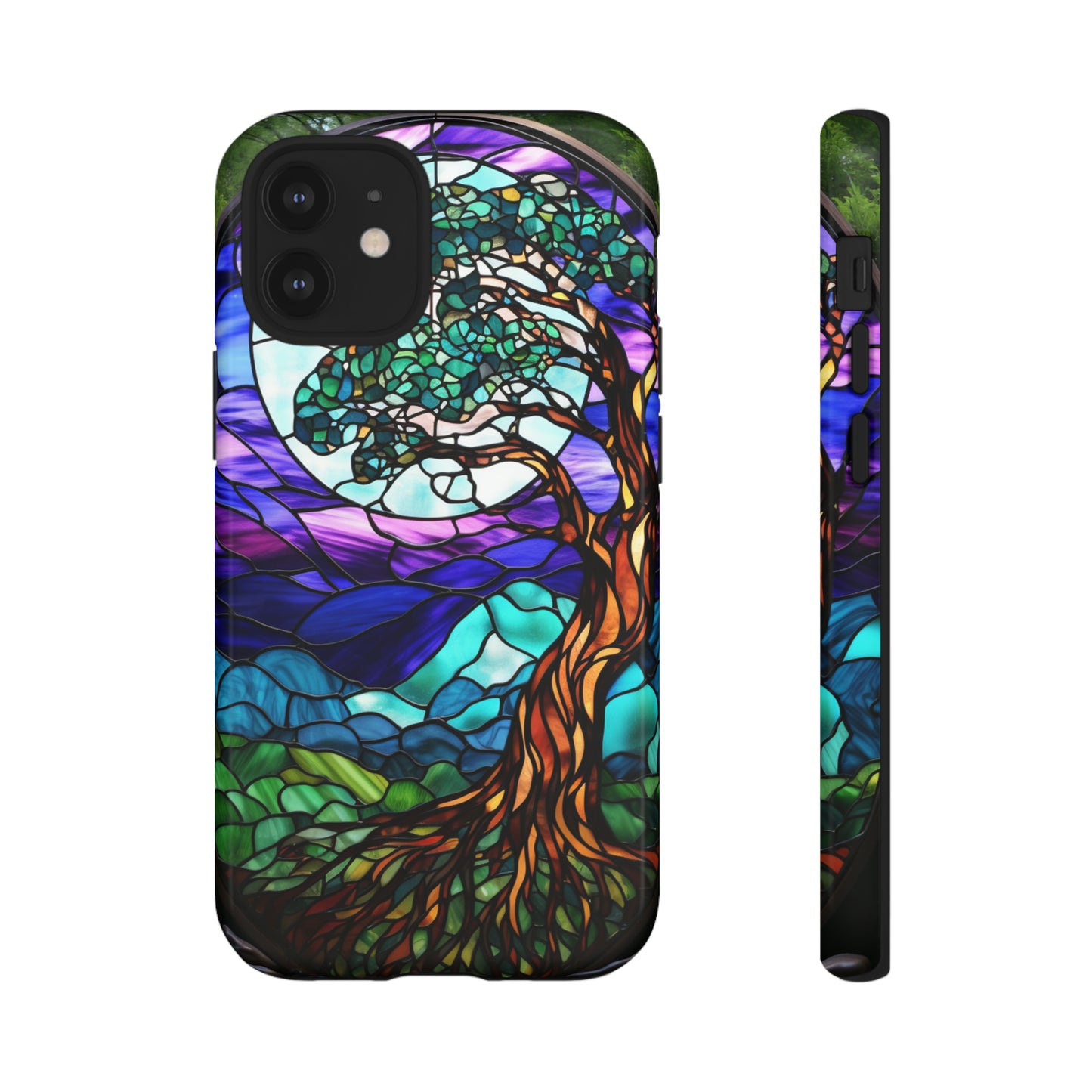 Stained Glass Mosaic Tile Tree in Moonlight