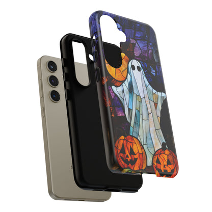 Stained Glass Halloween Ghost and Jack-o'-Lanterns Phone Cover