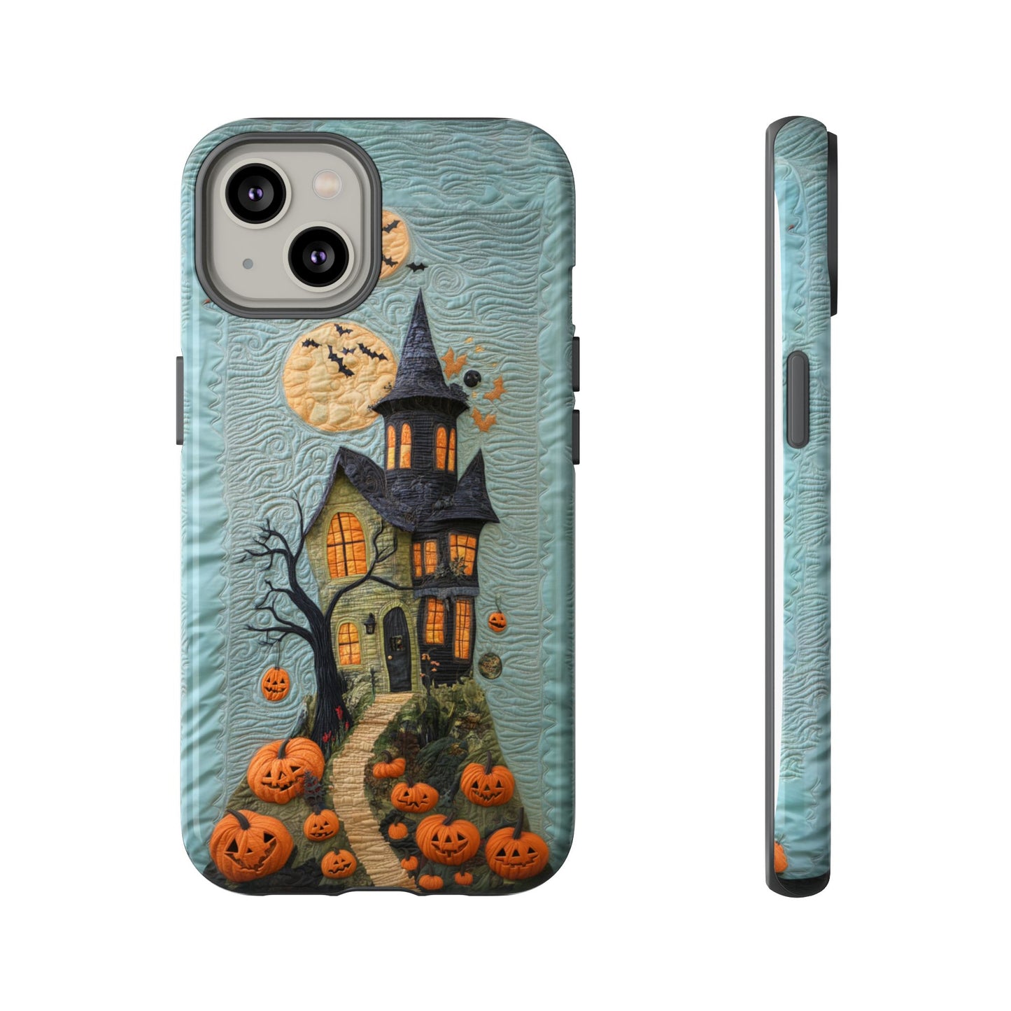 Halloween Haunted House Vintage Embroidery Style Phone Cover