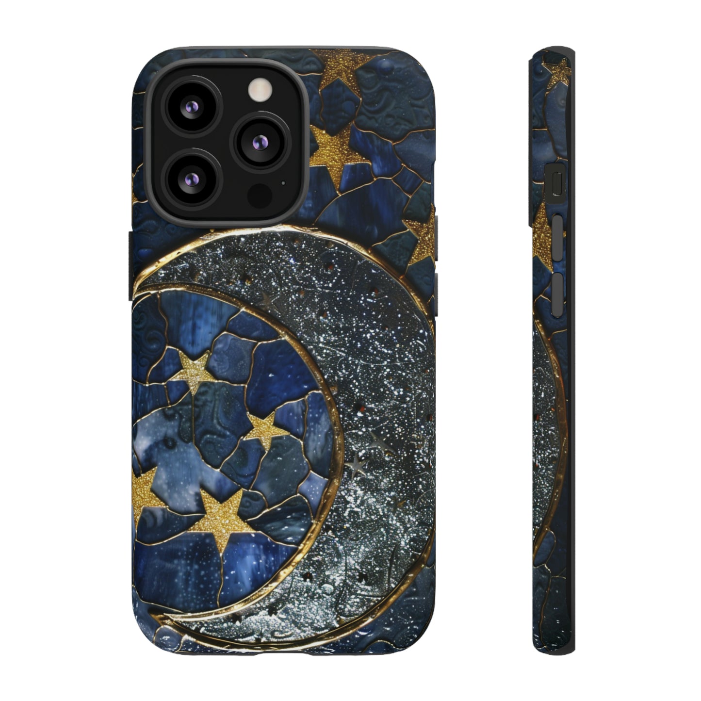 Moon Stars Stained Glass Starry Night Phone Case