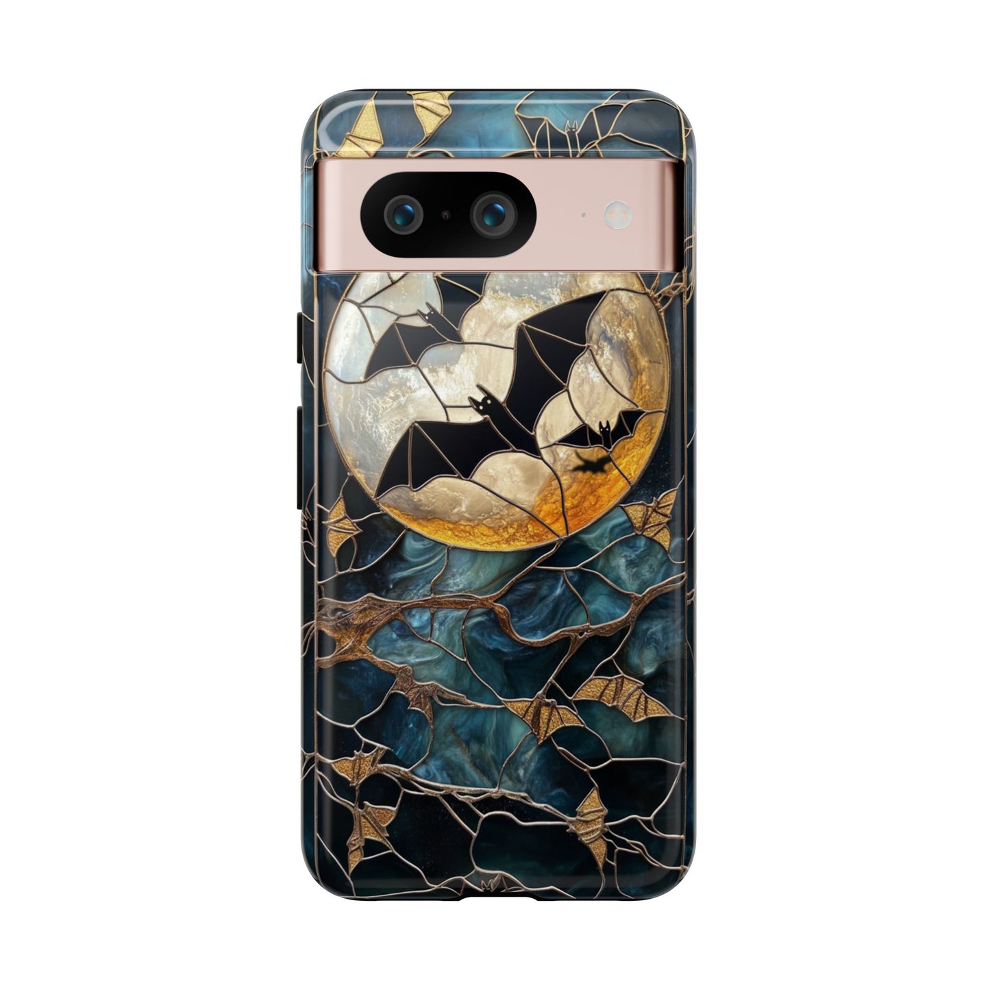 Halloween Phone Case Bats Stained Glass Style Spooky Moon Phone Cover