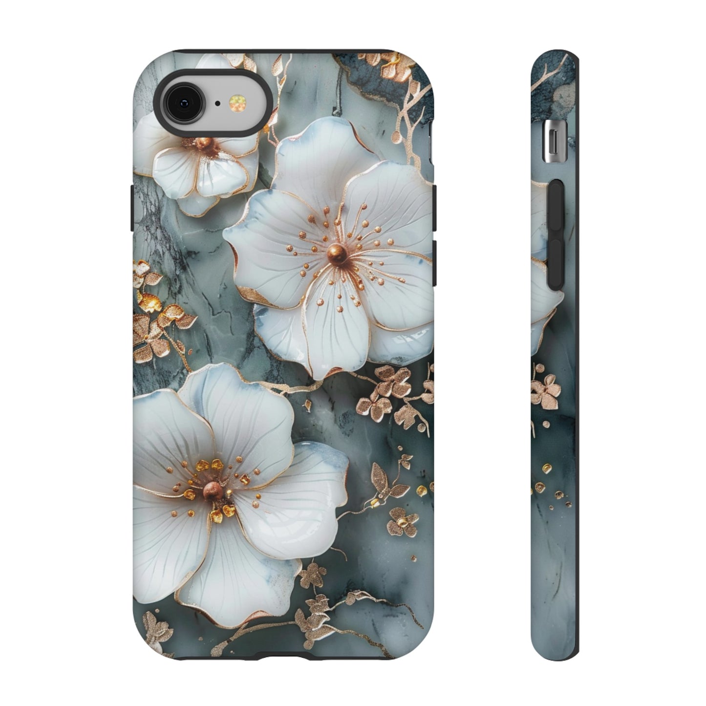 White Flower on Marble Stone  Phone Case