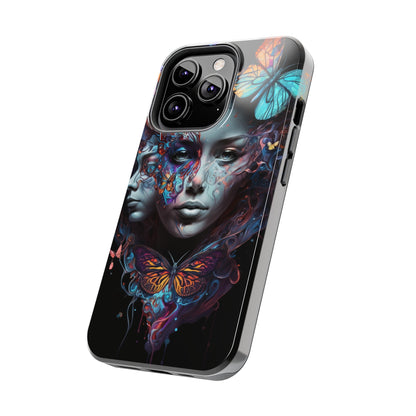 Synthwave Butterfly Girl Trippy Fantasy Art iPhone Case | Embrace the Futuristic Vibe with Whimsical Artistry