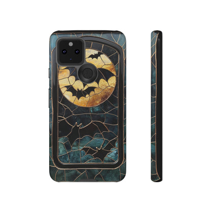 Halloween Phone Case Bats Stained Glass Style Spooky Moon Phone Cover