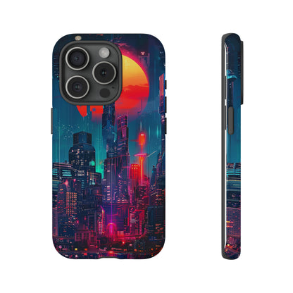 Cyberpunk Full Moon Cityscape Phone Case