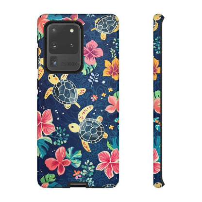 Undersea Floral Blue Sea Turtle Phone Case