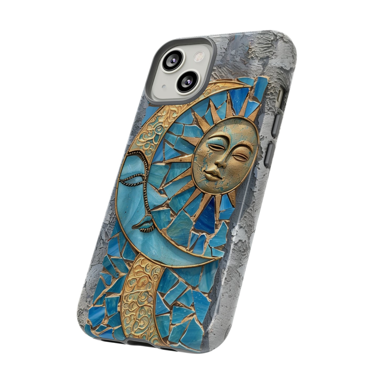 Boho Sun and Moon Mosaic Tile Stained Glass Phone Case