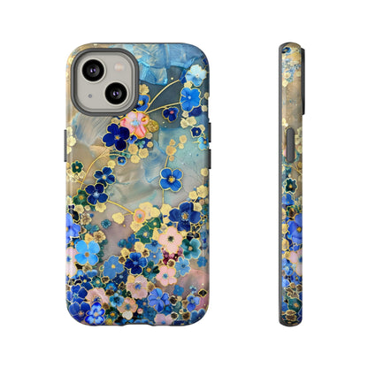 Forget Me Nots Gold Color Splash Floral Design Phone Case