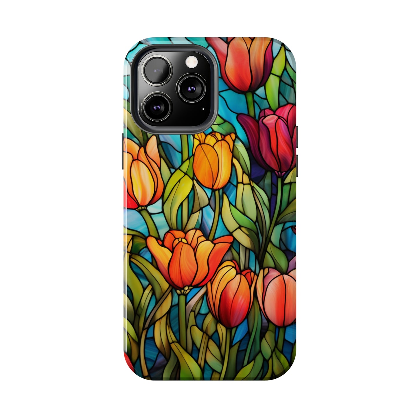 Stained Glass Tulip Floral Aesthetic iPhone Case | Embrace the Beauty of Nature in Full Bloom