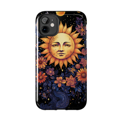 Cosmic Blooms: Floral Sun, Moon & Stars iPhone Case - Where Celestial Meets Botanical