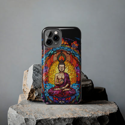 Stained Glass Magic iPhone Case: Psychedelic Tibet Buddha Mandala | iPhone 13 Case Mystical Tibetan Artistry