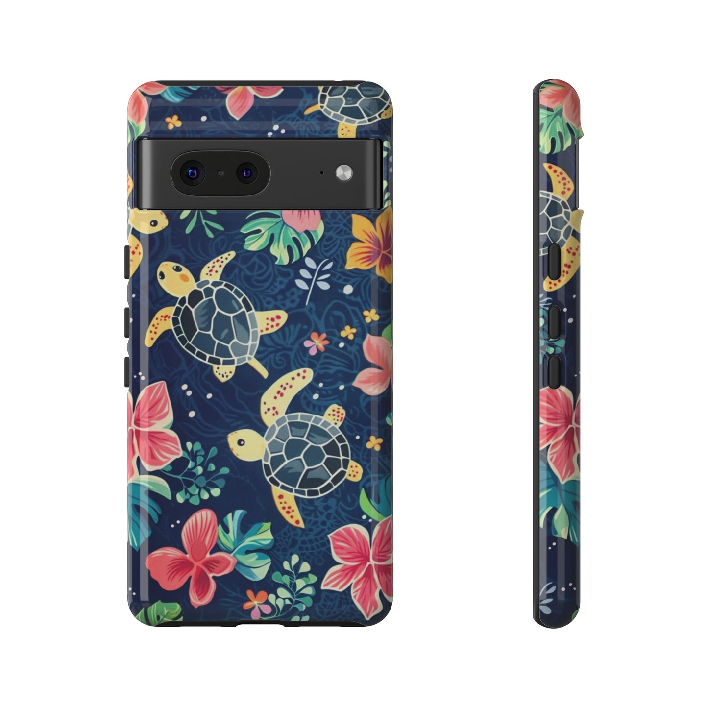 Undersea Floral Blue Sea Turtle Phone Case