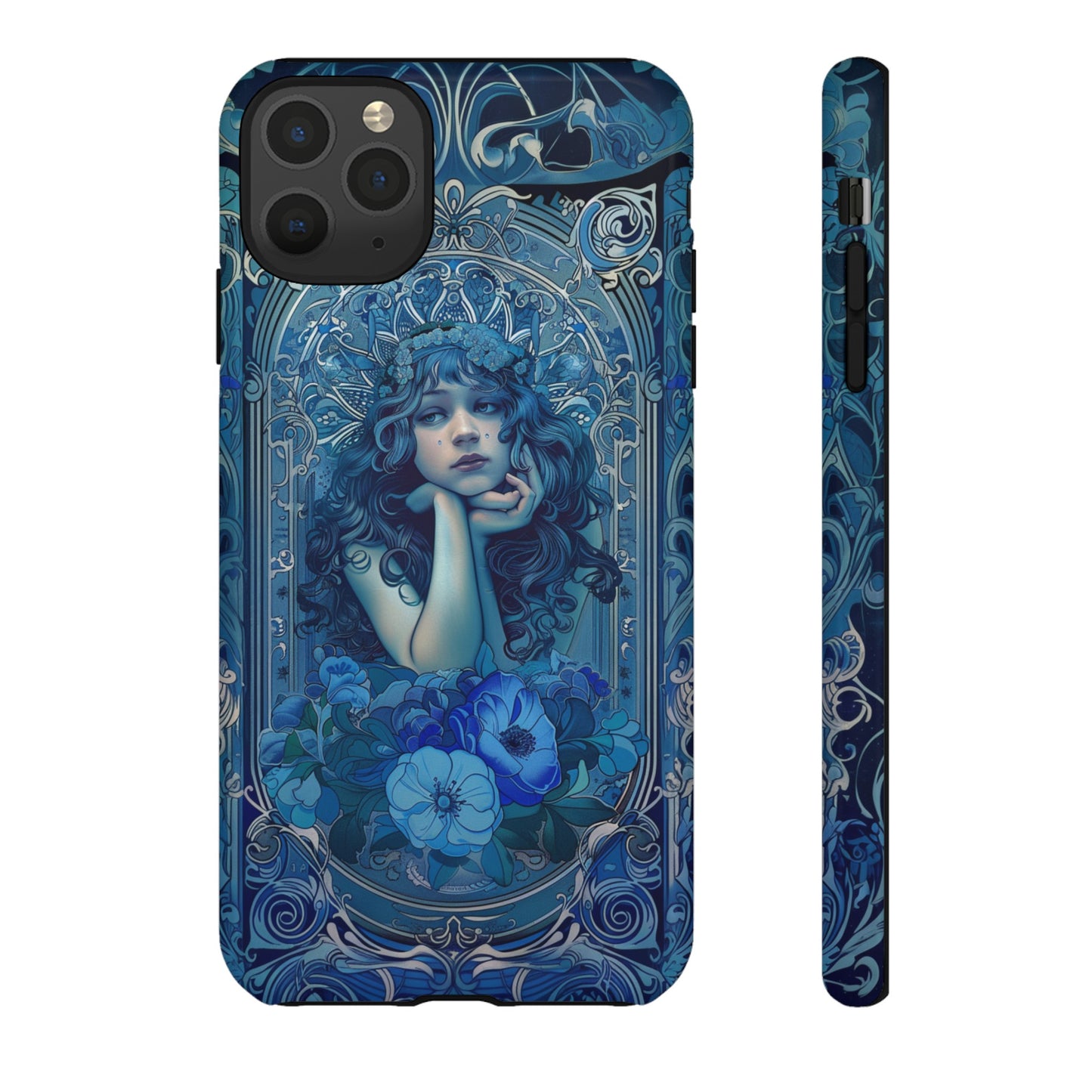 Blue Floral Art Nouveau Style Phone Case