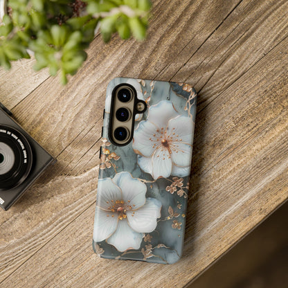 White Flower on Marble Stone  Phone Case