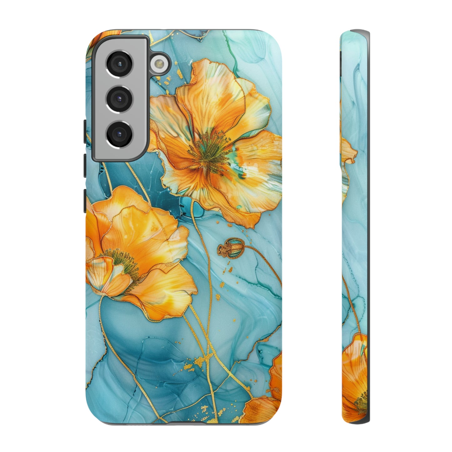 Gold Poppies Color Splash Floral Design Phone Case