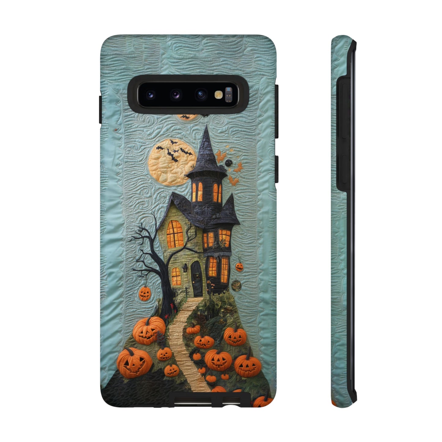 Halloween Haunted House Vintage Embroidery Style Phone Cover