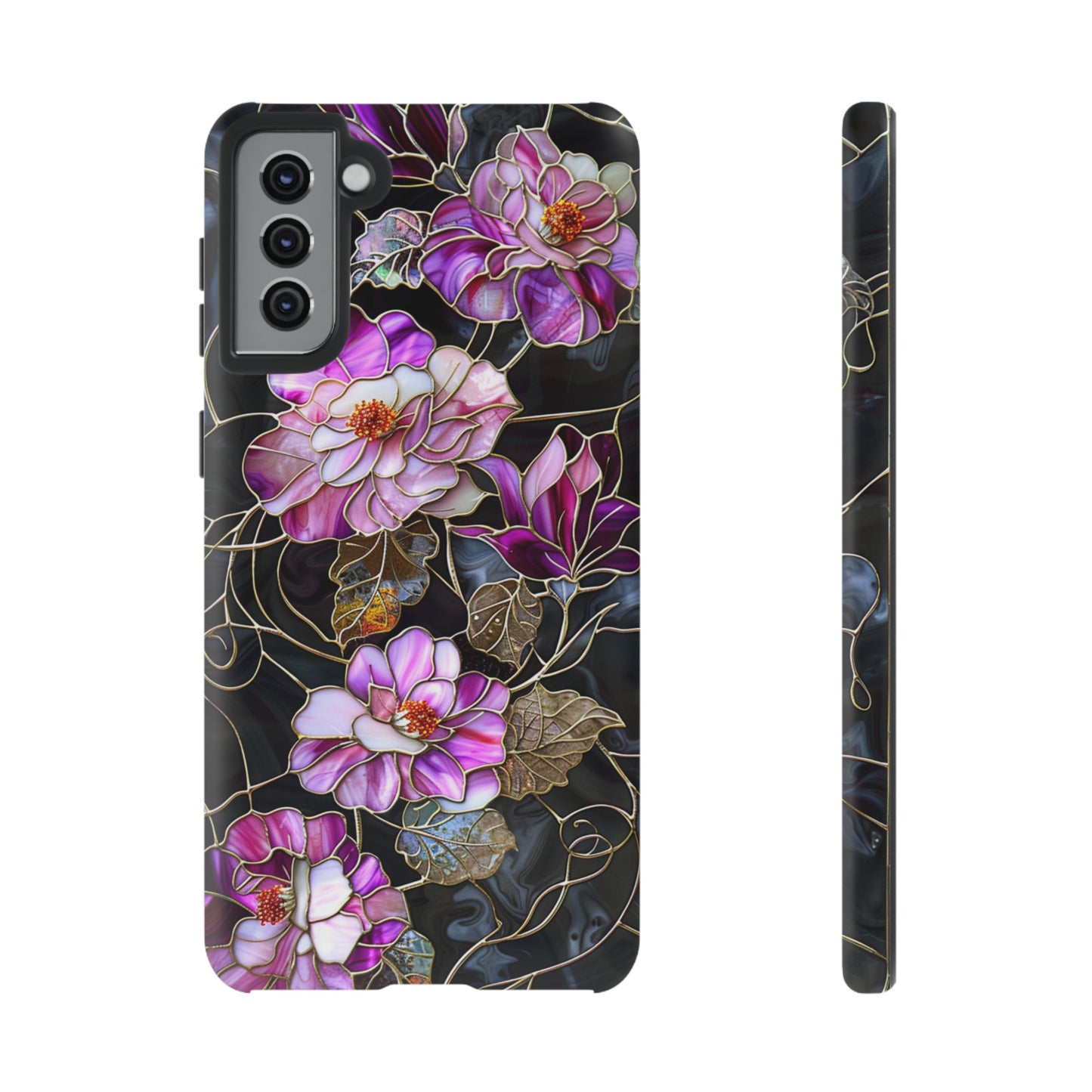 Magenta Color Floral Stained Glass Phone Case