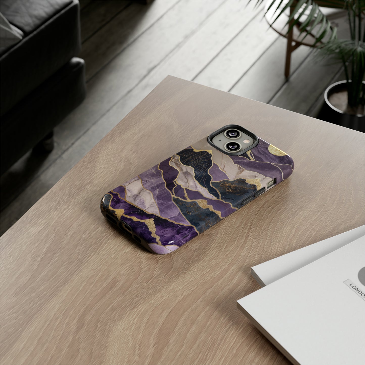 Abstract Purple Gold Mountain Phone Case