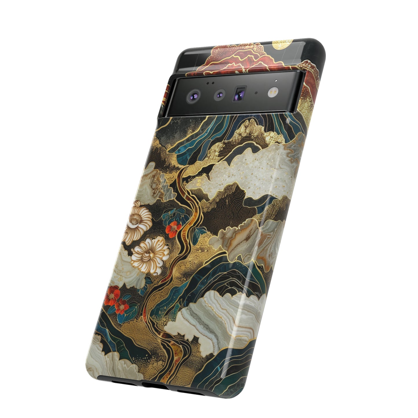 Chiyogami Stained Glass Floral Mountain Phone Case