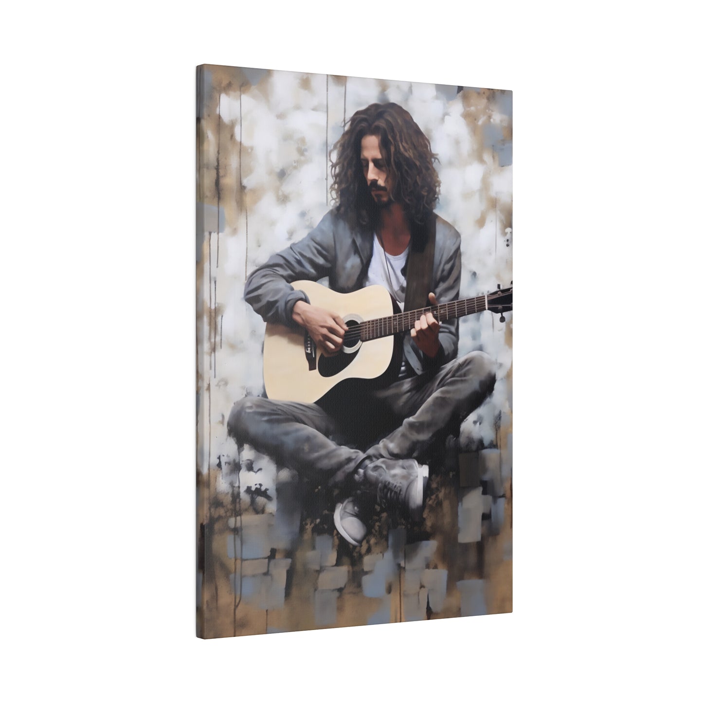 Chris Cornell Playing Guitar  | Stretched Canvas Print