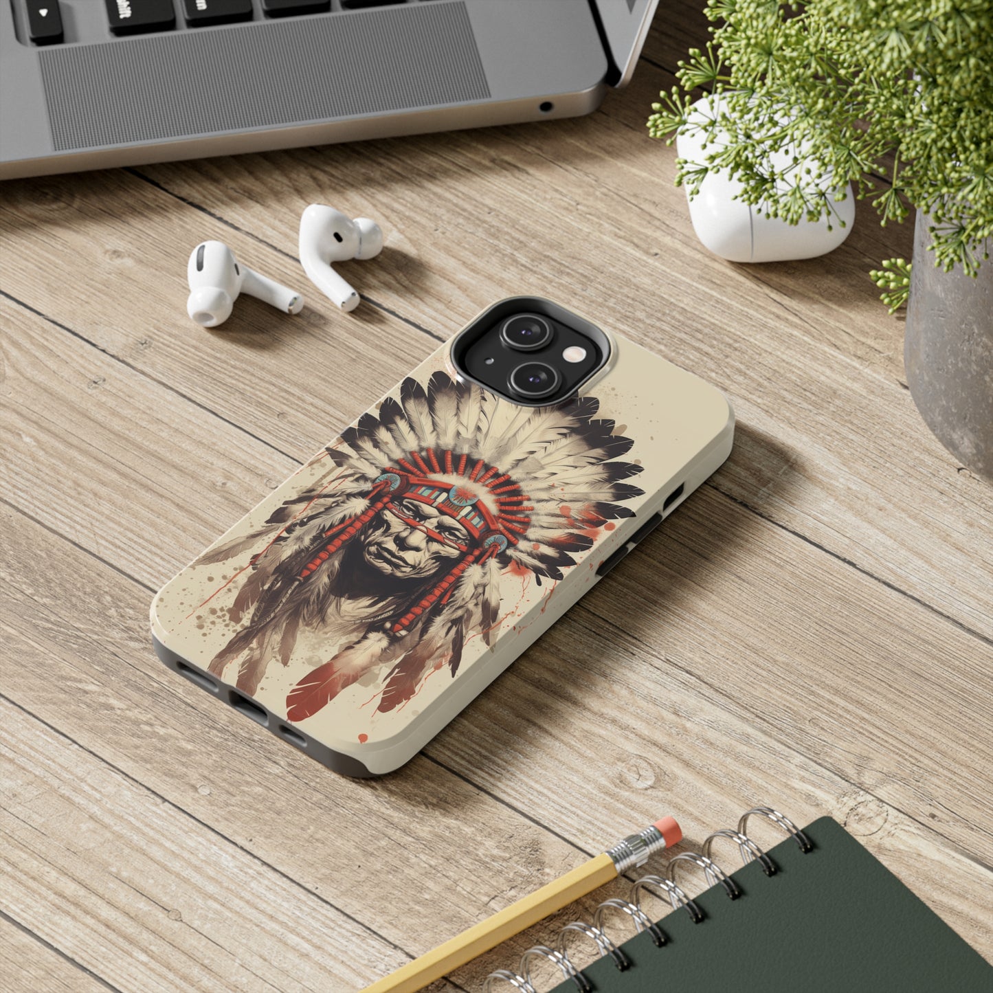 Proud Heritage: Native American Chief Headdress | Iconic Tribal iPhone Case for Models 11 through 14 Pro Max