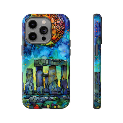 Stonehenge Neolithic Full Moon Stained Glass Watercolor Phone Cover