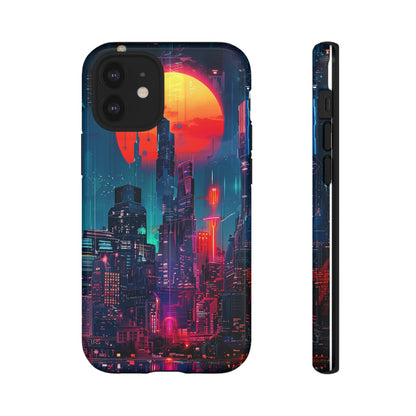 Cyberpunk Full Moon Cityscape Phone Case