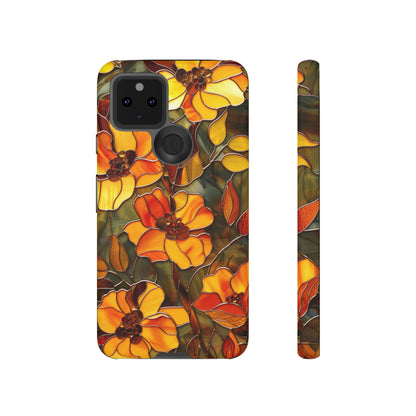 Orange Floral Phone Case Stained Glass Style